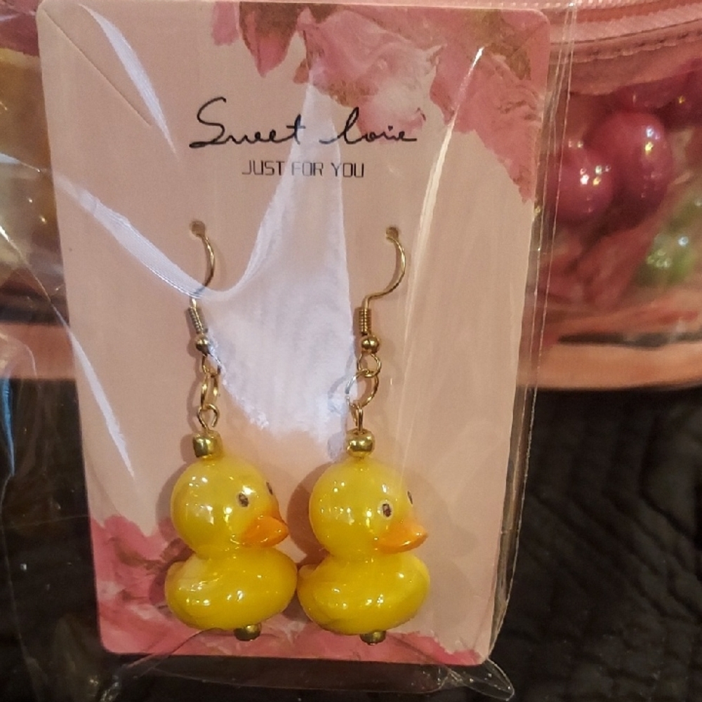 Yellow Duck Earrings